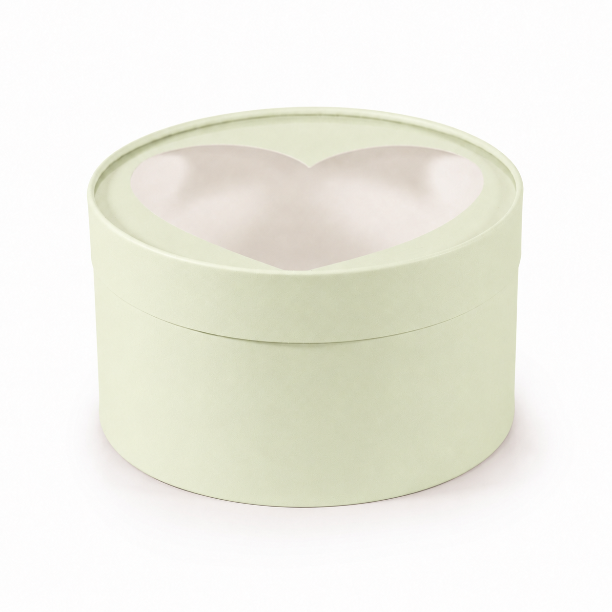 Mint large 9.8-inch round gift box with heart window lid