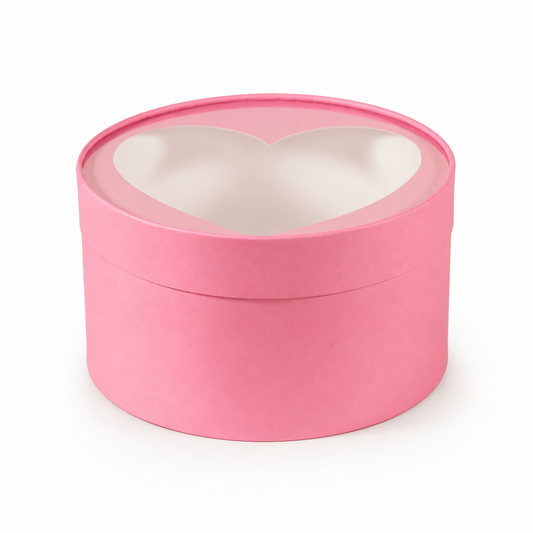 Large Round Heart Window Gift Box, 9.8" — Set of 6